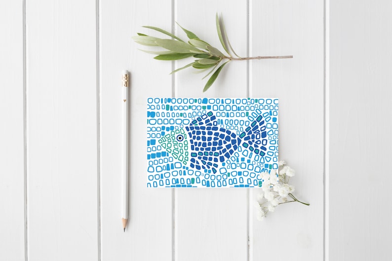 Carte postale de poissons de mosaïque - carte postale grecque - illustration grecque image 1