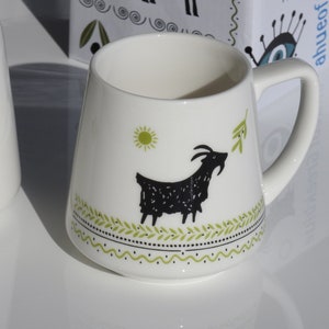 280ml Goat & Olive Ceramic Mug - Cream Mug - Greek Gift - Goat Gift - Greek Goat