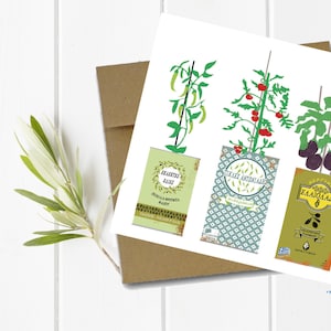 Carte de voeux grecque upcycled tins avec enveloppe kraft