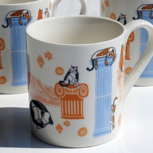370ml Greek Cats and Ruins - Ceramic Mug - Greek Cup - Greek Mug - Greek Gift - Greek Vacation - Ancient Greece - Cat Lover Gift