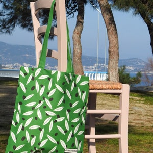 Modern Olive Heavy Cotton Canvas Tote - Greek Olive Tote Bag - Olive Leaf - Cotton Bag - Greek Bag - Olive Branch