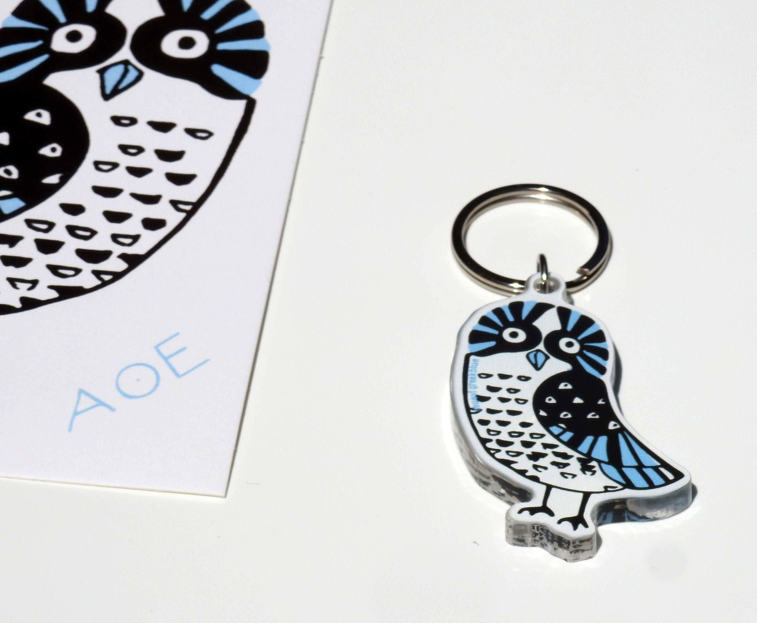 Plexiglass Keyring - Greek Owl - Owl of Athens - Key Chain