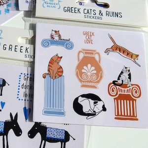 Ruines et chats grecs - Stickers grecs - Ruines grecques - Grèce antique - amoureux des chats - Stickers Kiss-Cut