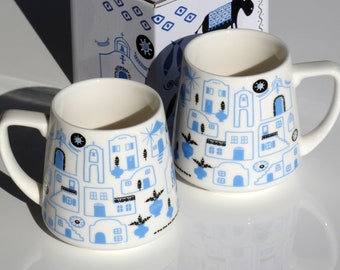 280ml Greek Island - Ceramic Mug - Greek Cup - Greek Mug - Greek Gift - Cycladic Islands - Greek Vacation - Greece