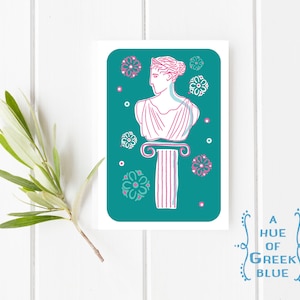 Carte postale de statues grecques - Carte postale de statue féminine - Illustration grecque - Carte postale grecque