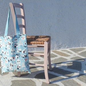 Greek Island Heavy Cotton Canvas Tote - Greek Tote Bag - Greek Gift - Cotton Bag - Greek Bag - Holiday in Greece