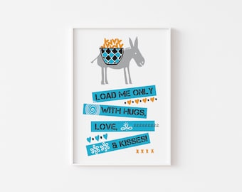 Donkey Love Art Print - Illustrazione greca - Regalo d'asino - Amante degli asini