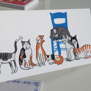 Cartolina con gatti greci con finitura speciale - Illustrazione greca - Cartolina greca - Amante dei gatti - Regalo per gatti
