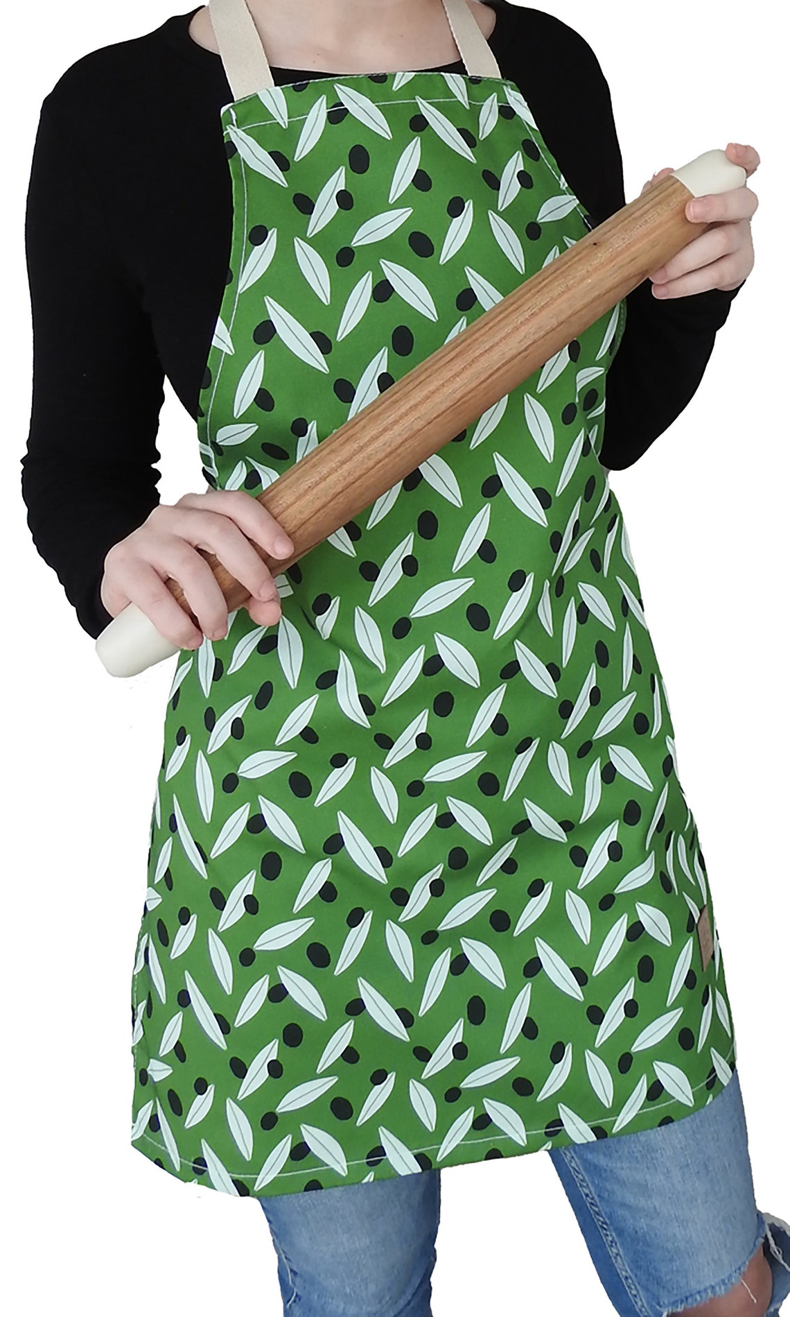 Modern Olive Cotton Apron Greek Apron Kitchen Apron Etsy
