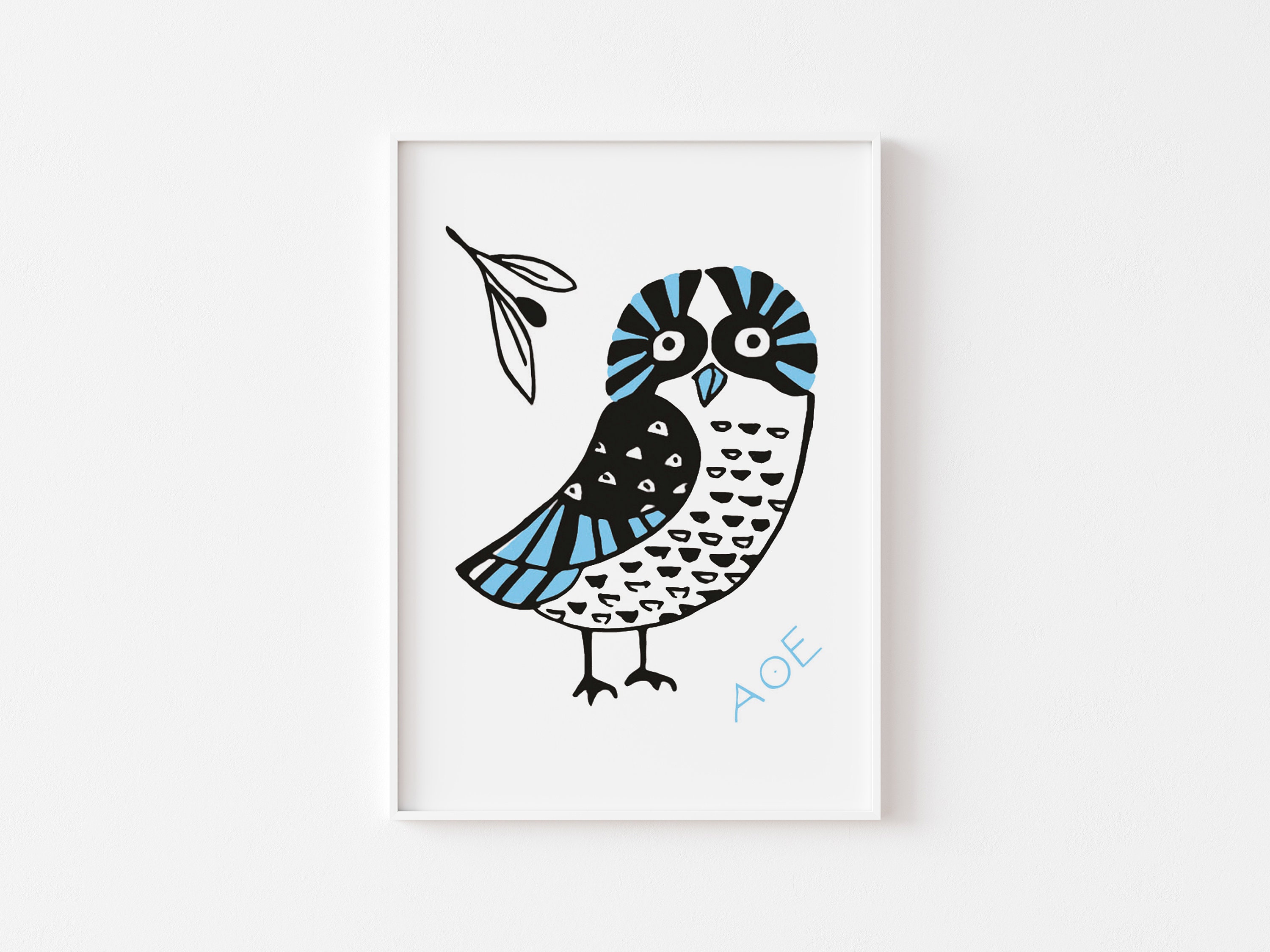 A4 Print - Owl of Athens - Greek Owl - Greek Illustration - Ancient Greece