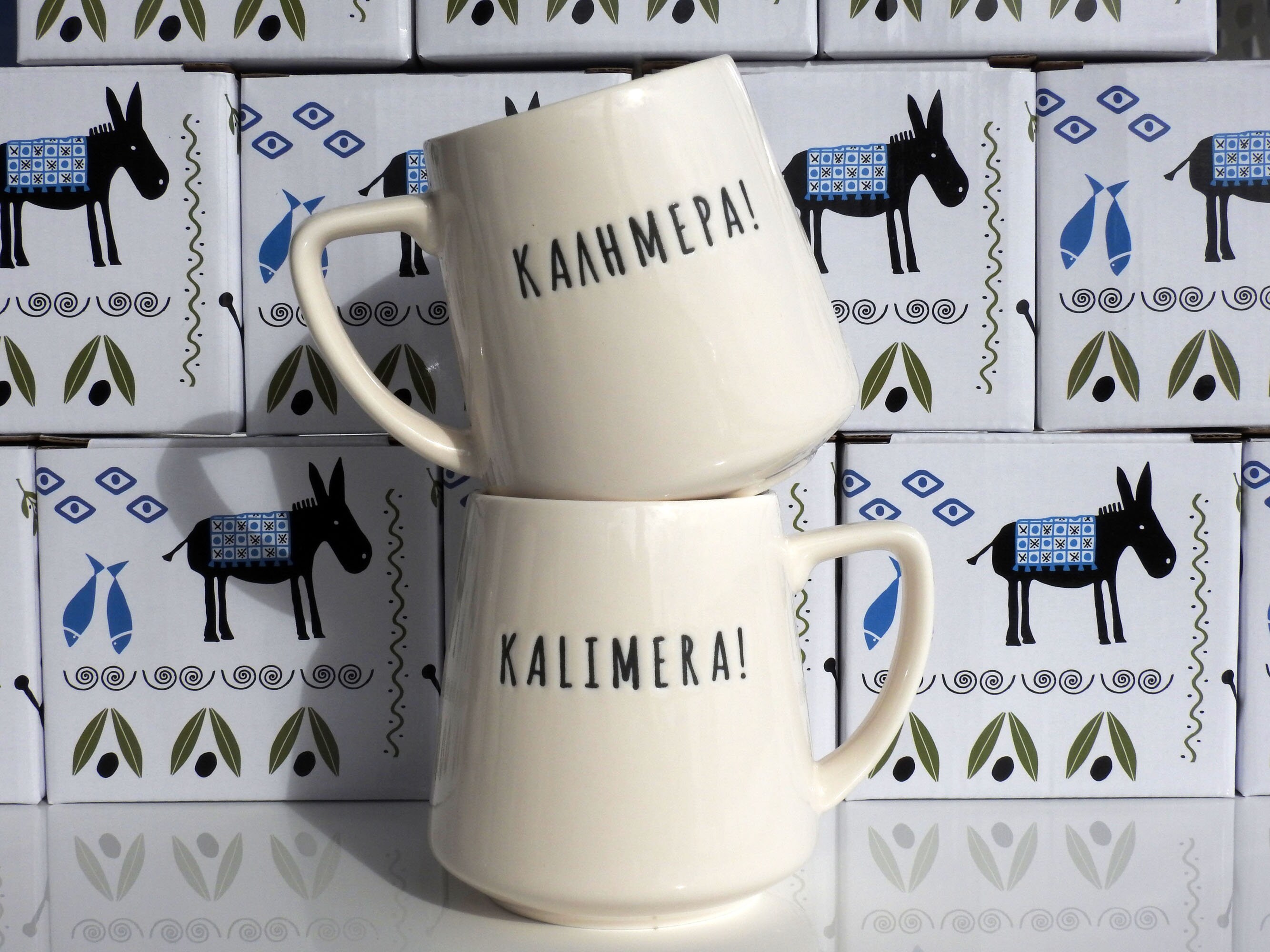 280ml 6x Tea Coffee Mug Patterned Porcelain Drinks Mugs Light Blue 