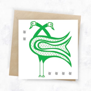Deux oiseaux comme une carte de vœux avec enveloppe kraft – Design grec – Carte de mariage