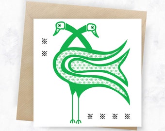 Biglietto d'auguri con due uccelli come un unico biglietto di auguri con busta kraft – design greco – biglietto di nozze