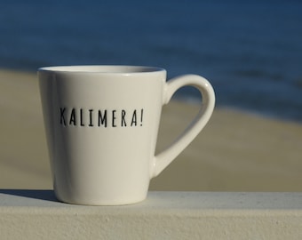 Tazza da caffè Kalimera da 90 ml - ΚΑΛΗΜΕΡΑ - Caffè greco - Regalo greco - - Espresso - Doppio espresso - Parola greca - Lingua greca - 3 fl oz