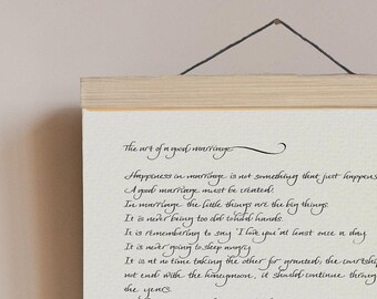 The art of marriage poem calligraphy print framed - wedding gift - anniversary gift - wedding gift for parents