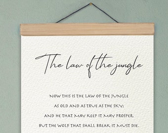 The Law Of The Jungle by Rudyard Kipling Print Framed poem, Rudyard Kipling Poem, Framed Calligraphy & Typography- The law of the jungle