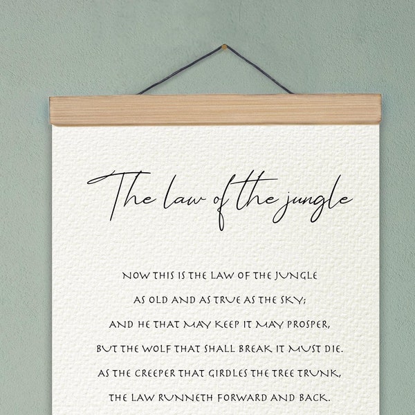 The Law Of The Jungle by Rudyard Kipling Print Framed poem, Rudyard Kipling Poem, Framed Calligraphy & Typography- The law of the jungle