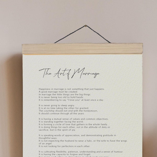 The Art of Marriage Print, Anniversary Gift, Wedding Gift, Marriage Gift Poem, Framed Calligraphy & Typography by Wilferd A. Peterson