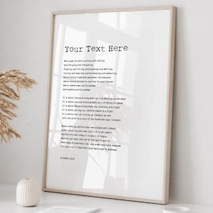 Impresión de texto personalizada enmarcada - Impresión de cita personalizada - Impresión personalizable enmarcada - Impresión de poema personalizada, Impresión personalizada - Fuente de máquina de escribir