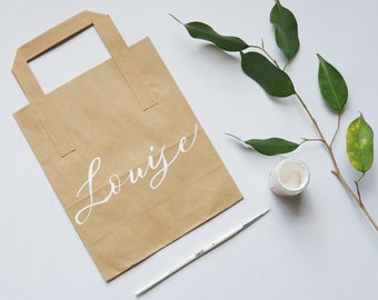 Personalisierte Kraftpapier Party Tasche - Benutzerdefinierte Kalligraphie Favor Bag