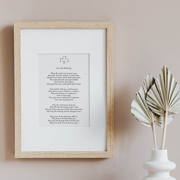 An Irish Blessing Print Framed - Calligraphy Print - Traditional Irish Gift for the Home - Framed Poster - Irish Blessing poem