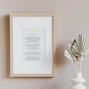 Irish Blessing Calligraphy Print framed Irish gift for the home Religious gift Prayer print Religious quote Framed Poster image 1