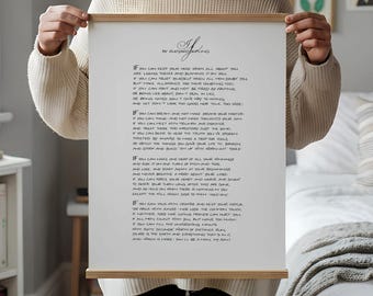 If Calligraphy Print by Rudyard Kipling | Inspirational Poem Wall Art | Graduation Gift for Him | Father’s Day Literary Decor
