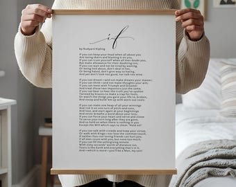 IF Poem Print by Rudyard Kipling | Classic Literary Wall Art | Gift for Son | Inspirational Poetry Decor