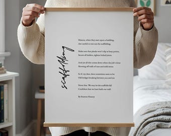 Poema sobre andamios, lámina con poema de amor de Seamus Heaney / Regalo para lectura de bodas / Decoración de aniversario / Arte mural para parejas