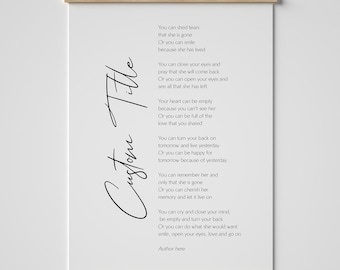 Custom Text Print Framed | Custom Quote Print | Customizable Print Unframed | Custom Poem Print | Personalized Printable