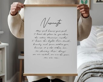 Namaste Print, Namaste Calligraphy Spiritual Artwork - Zen Yoga Décor | Modern Typography Gift, Archival Watercolor Paper