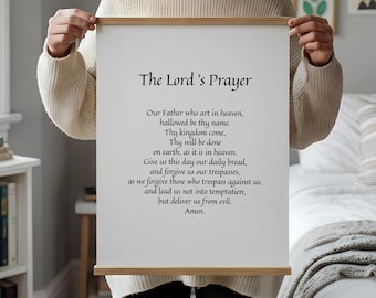 Lords Prayer Print, Christian Scripture Wall Art | Our Father Text Poster | Baptism Gift, Confirmation Gift, Religious Home Decor