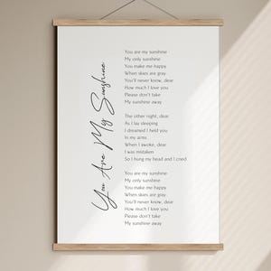 Poster You Are My Sunshine, My Only Sunshine - Paroles de chanson - You are my sunshine print encadré