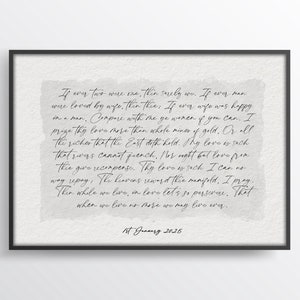 コットンペーパーの記念日用額入りパーソナライズプリント | ウェディングソングの歌詞プリント | カスタムファーストダンスの歌詞ウォールアート | カップルへのギフト