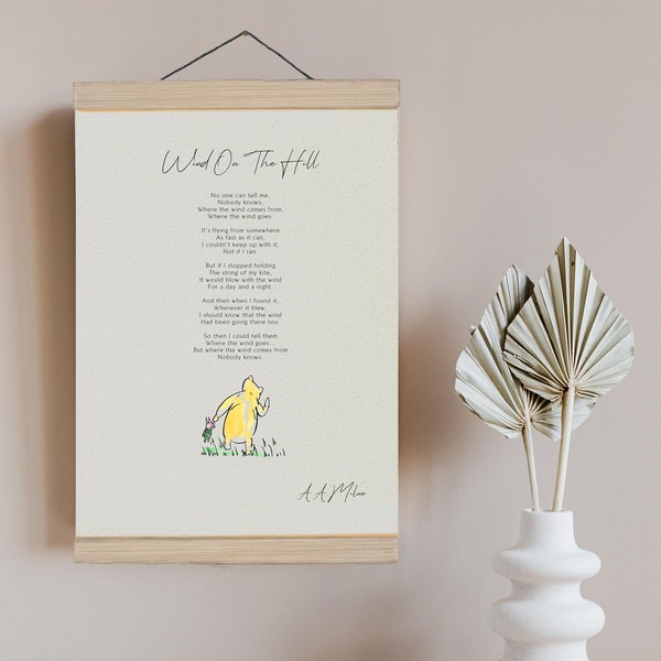 Vent sur la colline par AA Milne Print - Winnie the Pooh Nursery Print Encadré New Baby Gift, Gender Neutral Baby Gift - Winnie the Pooh Poem