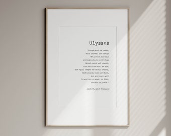 Ulysses book quote by Alfred Lord tennyson Print, Framed oak hanger poster, Poem by Alfred Lord Tennyson