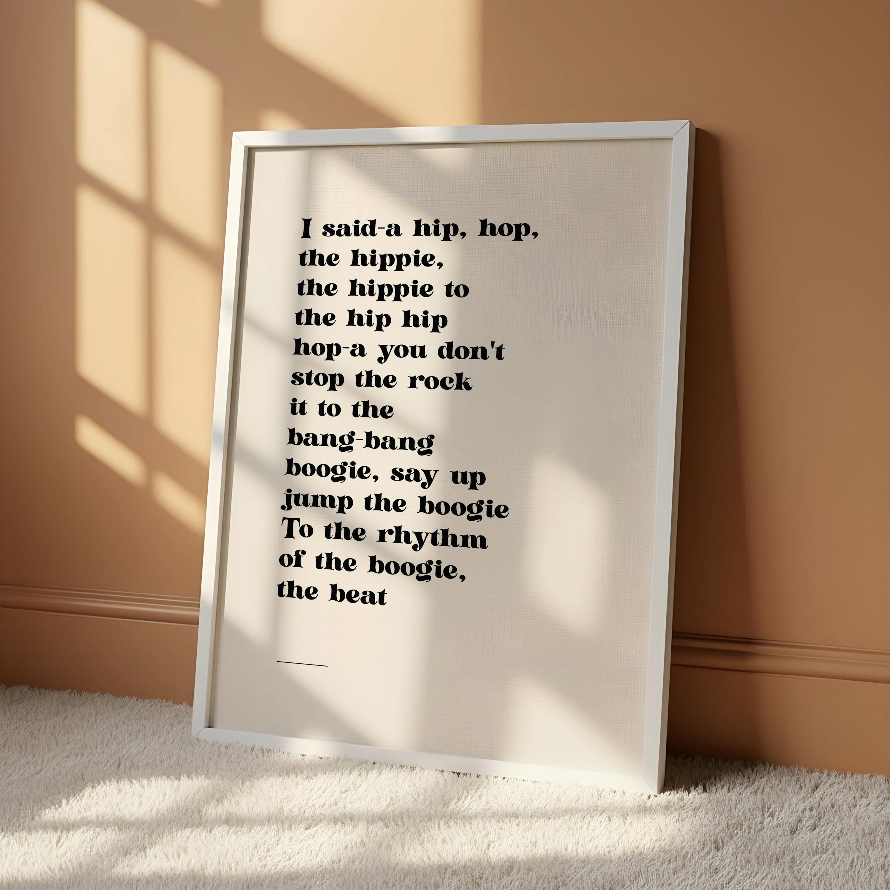 Old School Hip Hop Lyrics Print | Rap Music Wall Art | 80s Hip Hop