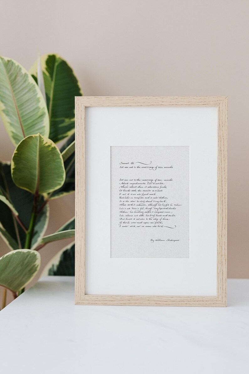 Sonnet 116 Shakespeare Framed Calligraphy Print William Shakespeare Let me not to the marriage of true minds print wedding gift Poster image 9