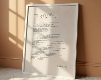 Art of Marriage gedicht print | Wilferd Peterson | Bruiloft lezing muurkunst | Typografieafdruk | Huwelijkscadeau | Verjaardagscadeau voor hem