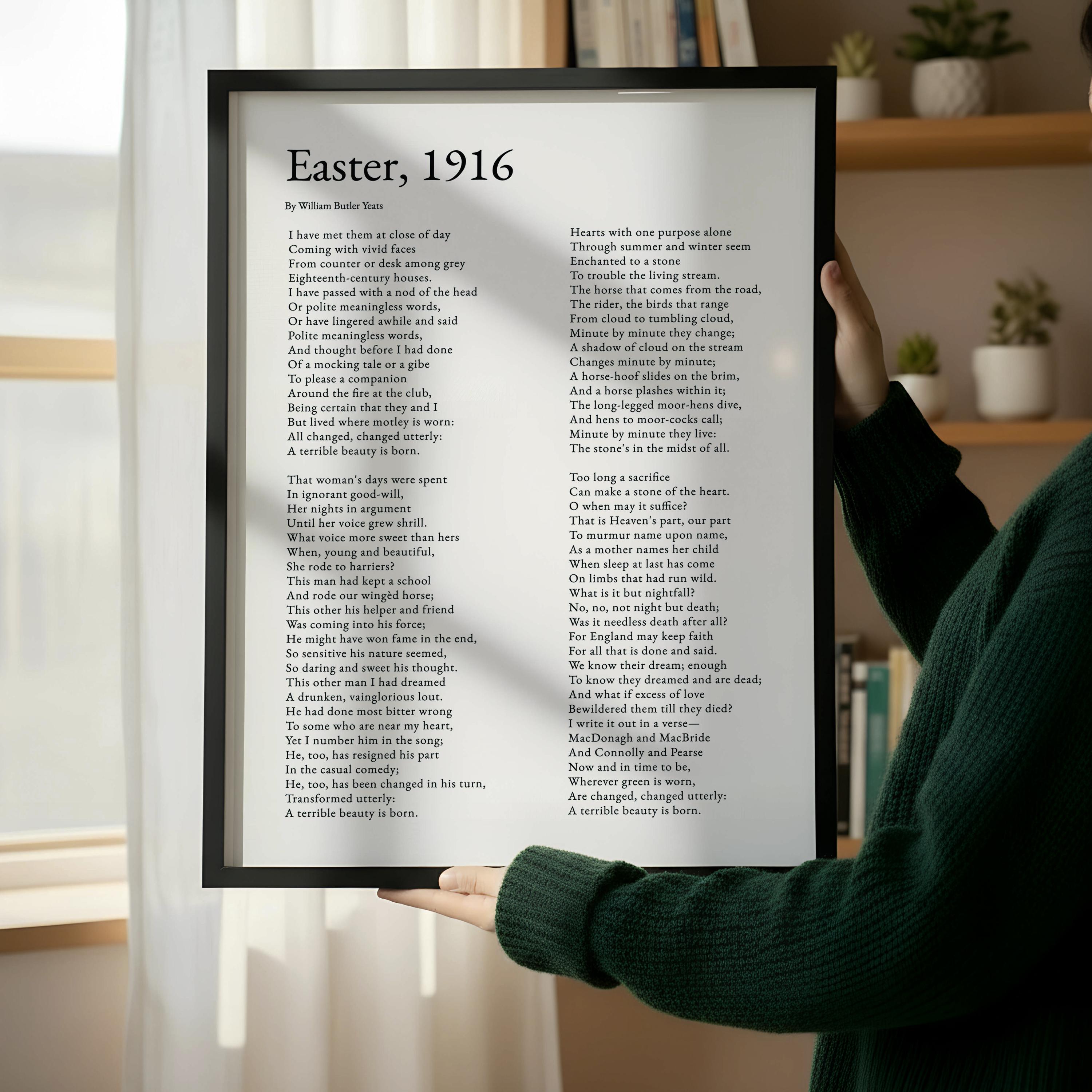 Easter 1916 Poem Print | W B Yeats | Irish Rising Wall Art | Literary ...