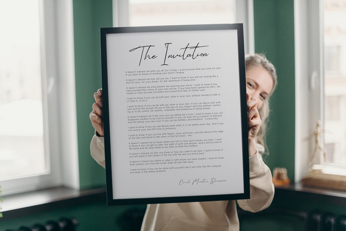 The Invitation by Oriah Mountain Dreamer Print Framed Poem - Etsy