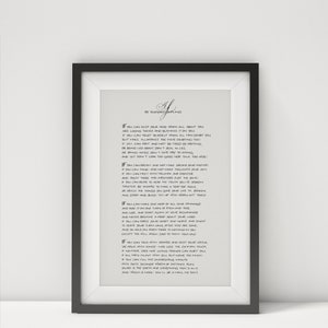 If by Rudyard Kipling Framed Poem Calligraphy Print Black and White ...