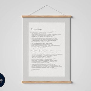 Desiderata Prints, Max Ehrmann Poem, Framed Calligraphy & Typography Desiderata Poster