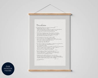 Desiderata Prints, Max Ehrmann Poem, Framed Calligraphy & Typography Desiderata Poster