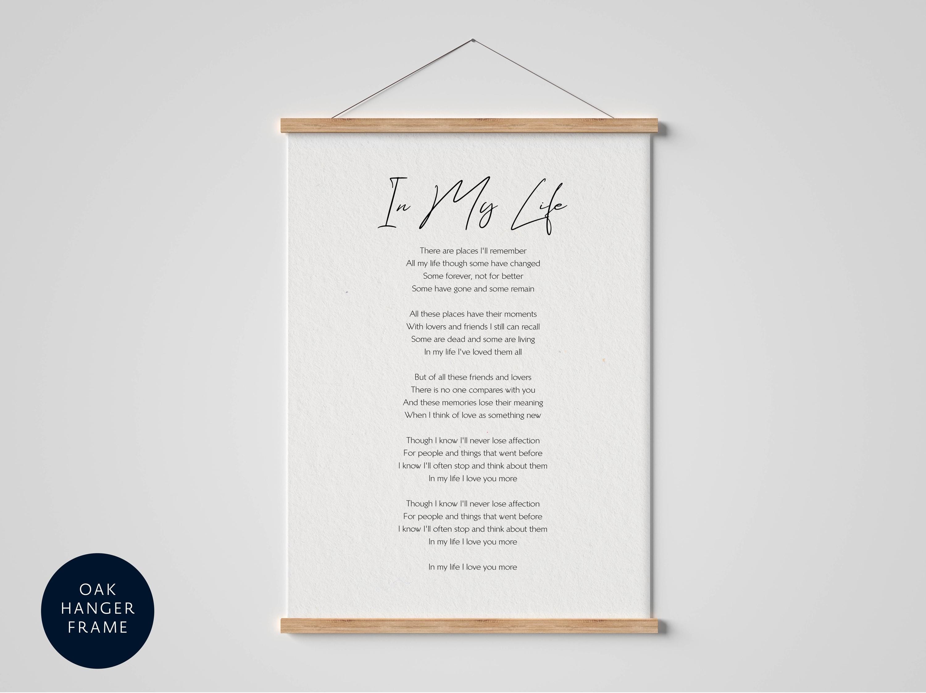 Lámina con la letra de «In My Life» de The Beatles - Arte con la letra ...