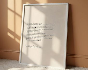 To Laugh Often And Much Print | Emerson Success Quote | Inspirational Wall Art | Typography Print | Meaningful Life Gift