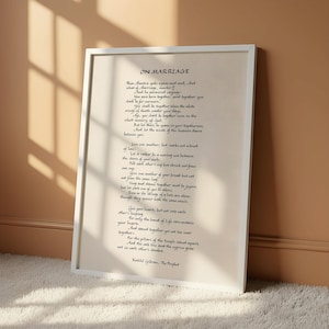 Kahlil Gibran On Marriage Poem Print, Anniversary Wedding Gift