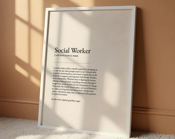 Social Worker Definition Print | Social Work Appreciation Gift | MSW Graduation Gift | Therapist Office Decor | Thank You Social Worker
