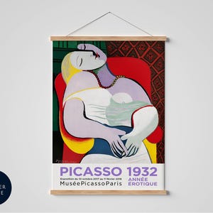 Picasso exhibition poster, framed vintage print Pablo Picasso art print, home decor, vintage wall art, french exhibition poster
