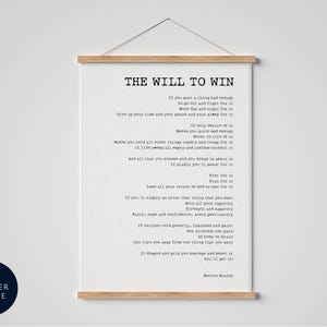 The Will to Win Print Framed Poem by Berton Braley Poster - Great Literature - Winning Mentality - Inspirational speech